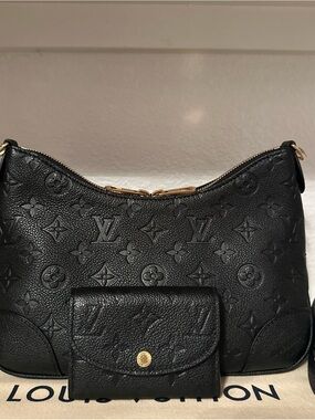 Louis Vuitton Black Empriente Monogram Boulonge PM with Matching Rosalie Wallet